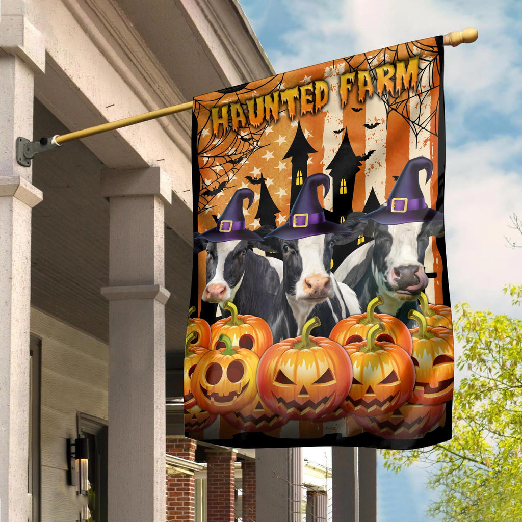 Holstein Cattle Haunted Farm Halloween Flag