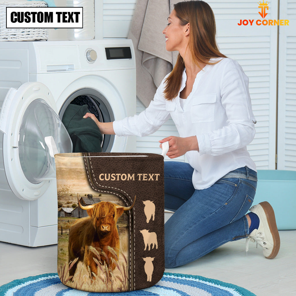 Highland Custom Name Leather Pattern Laundry Basket