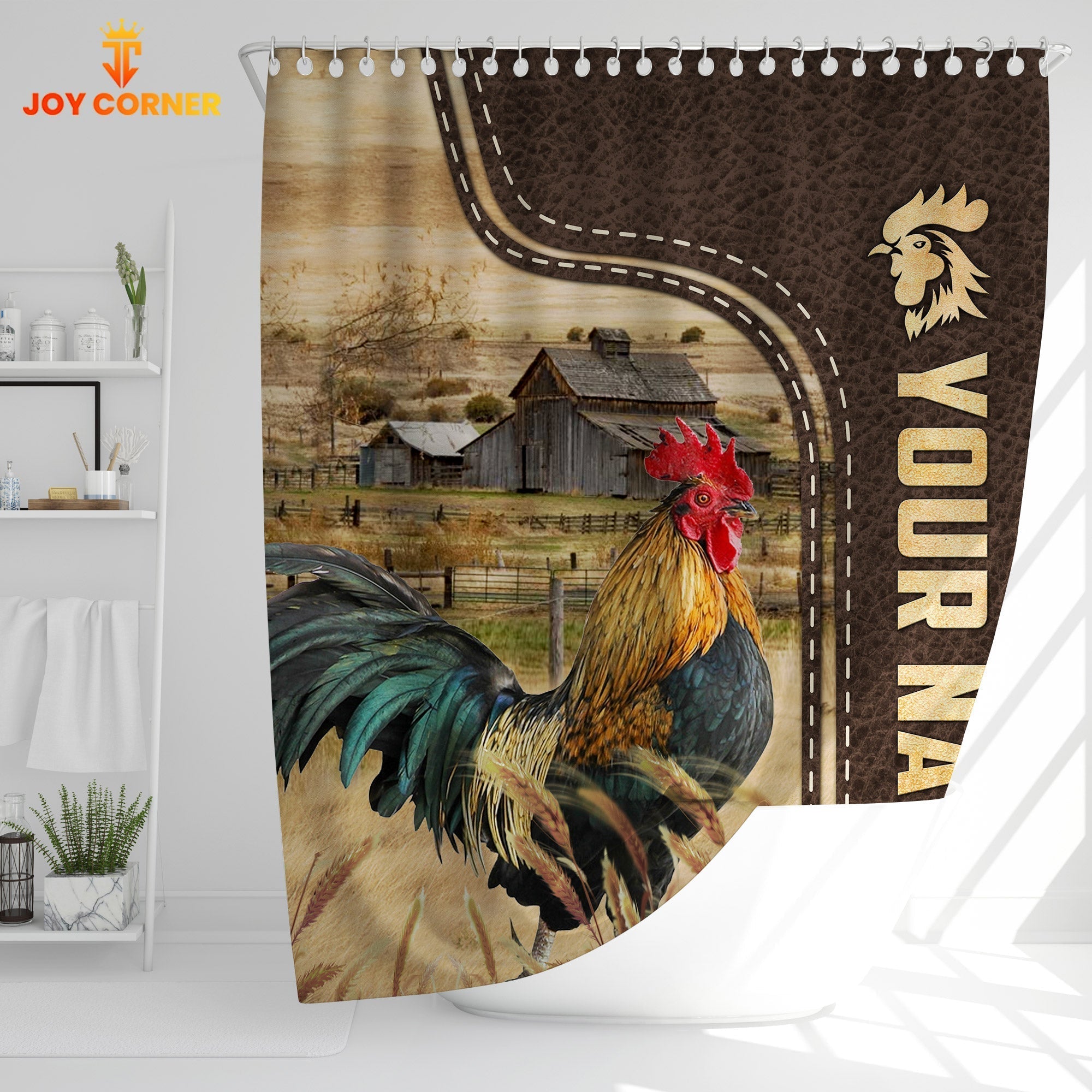 Chicken Leather Pattern Custom Name Shower Curtain