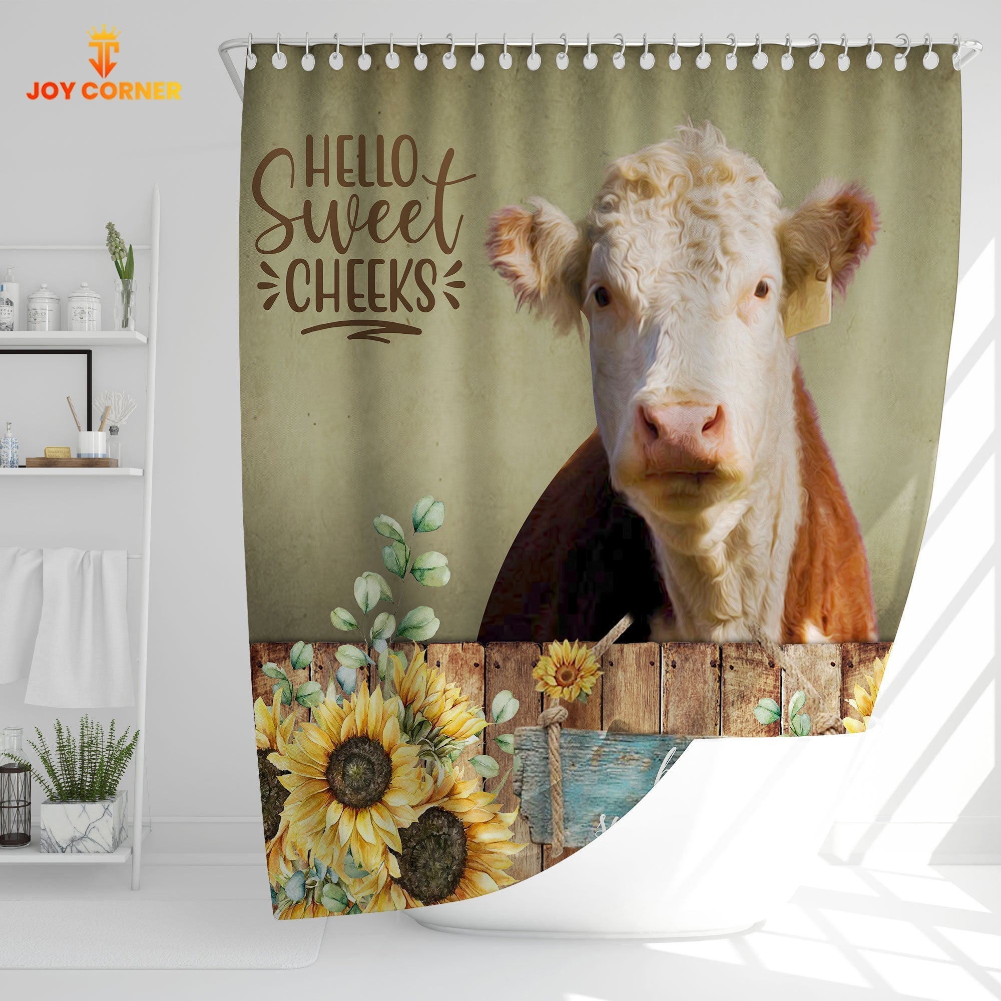 Hereford Hello Sweet Cheeks 3D Shower Curtain