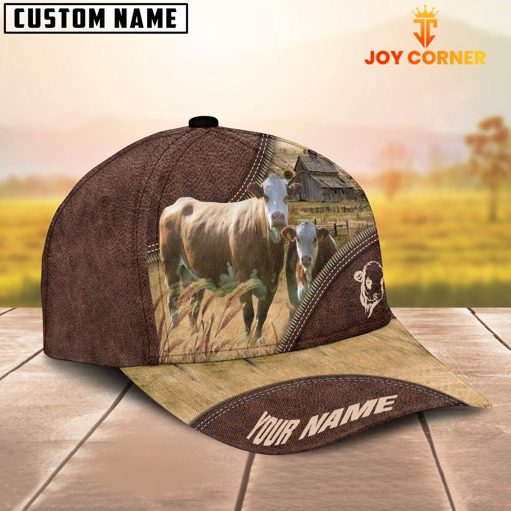 Simmental On The Farm Customized Name 3D Brown Cap