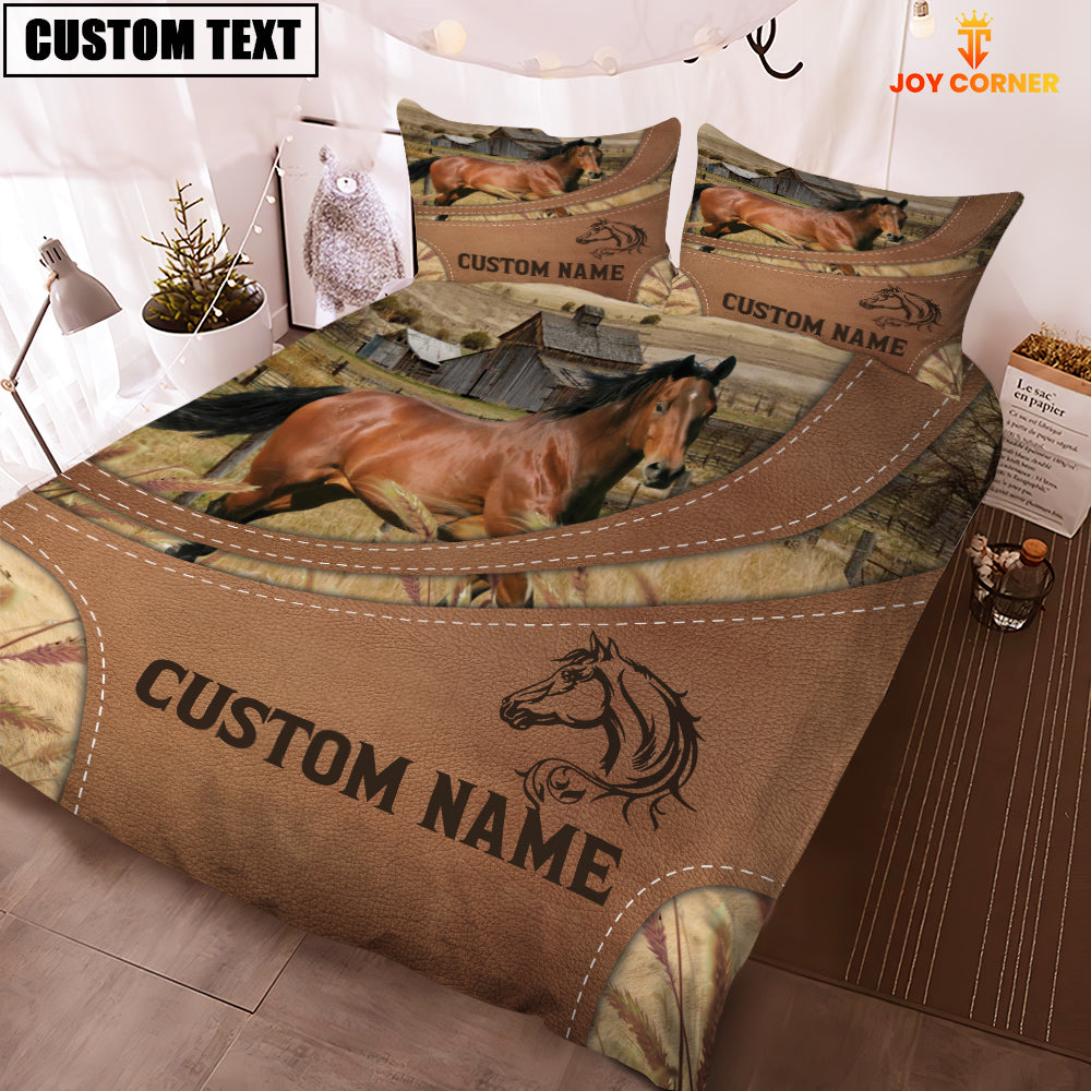 Custom Name Horse On Farm Bedding Set