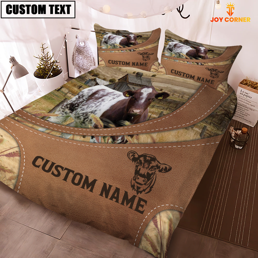 Custom Name Shorthorn On Farm Bedding Set