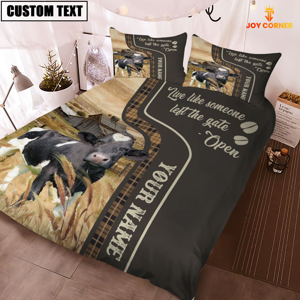Holstein Like Someone Left The Gate Open Customized Name 3D Bedding Set