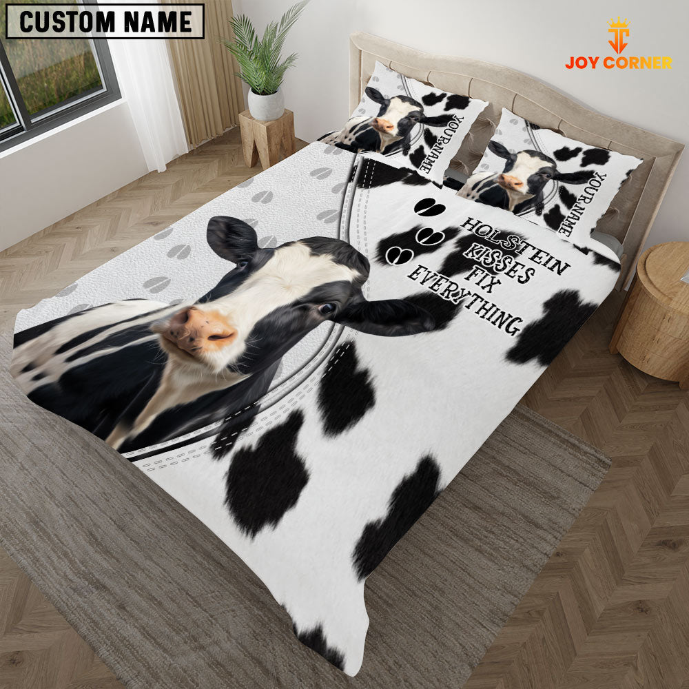 Holstein Kisses Fix Everything Custom Name Bedding Set