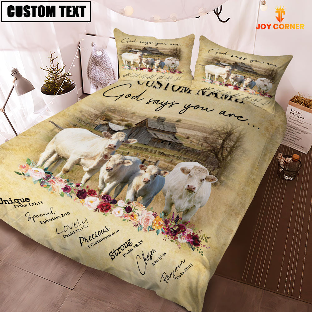 Charolais No Horn God Says You Are Custom Name Bedding Set