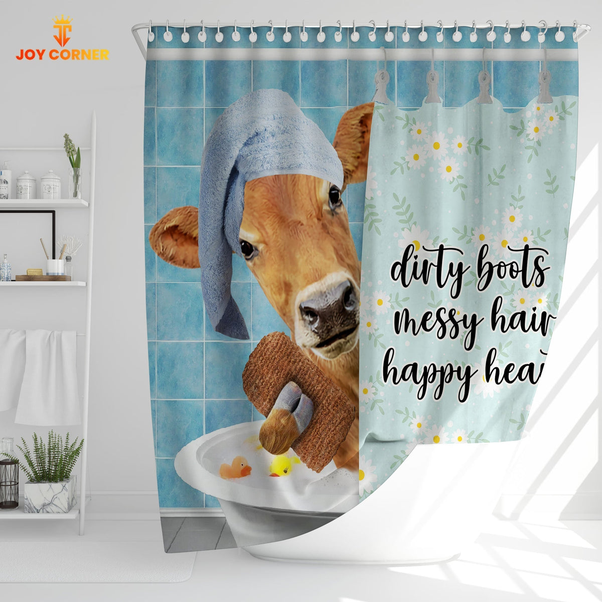 Jersey Dirty Boots, Messy Hair, Happy Heart  3D Shower Curtain