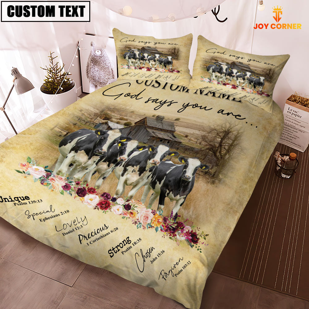 Holstein God Says You Are Custom Name Bedding Set