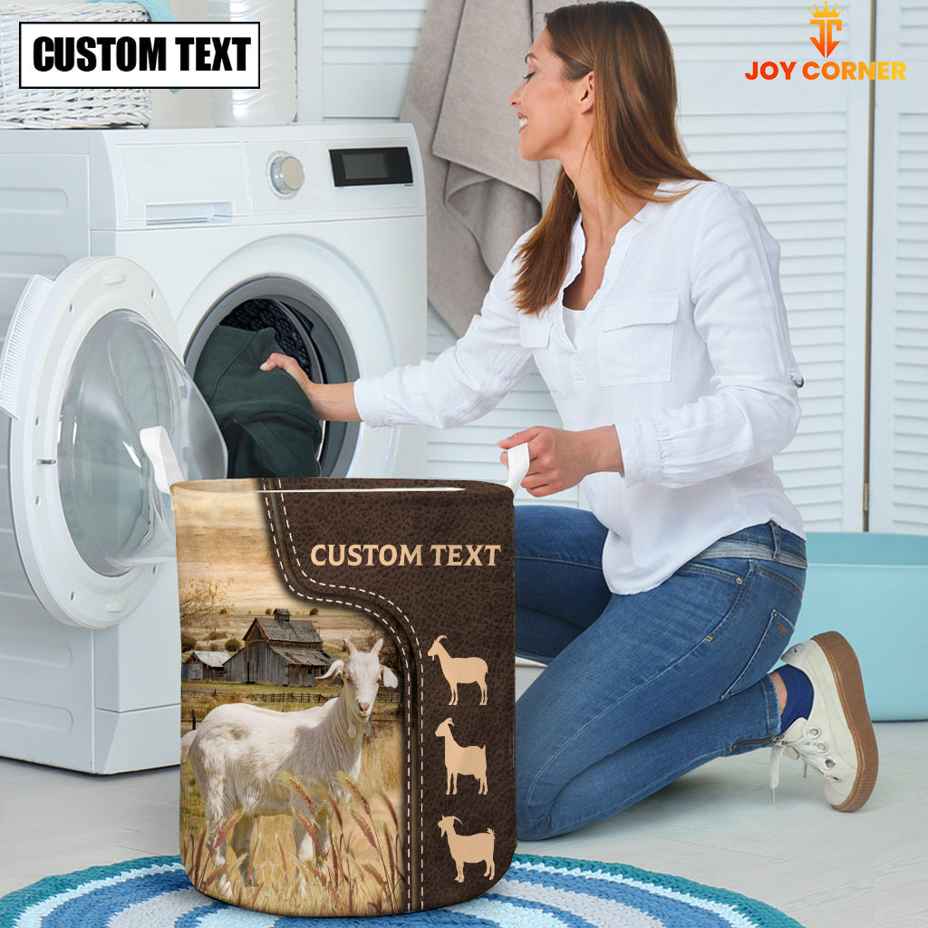 Goat Custom Name Leather Pattern Laundry Basket