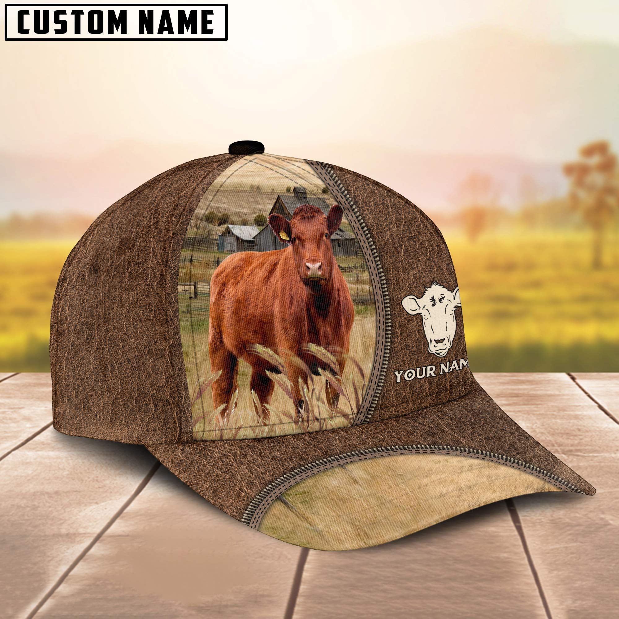 Red Angus Farming Personalized Name Cap