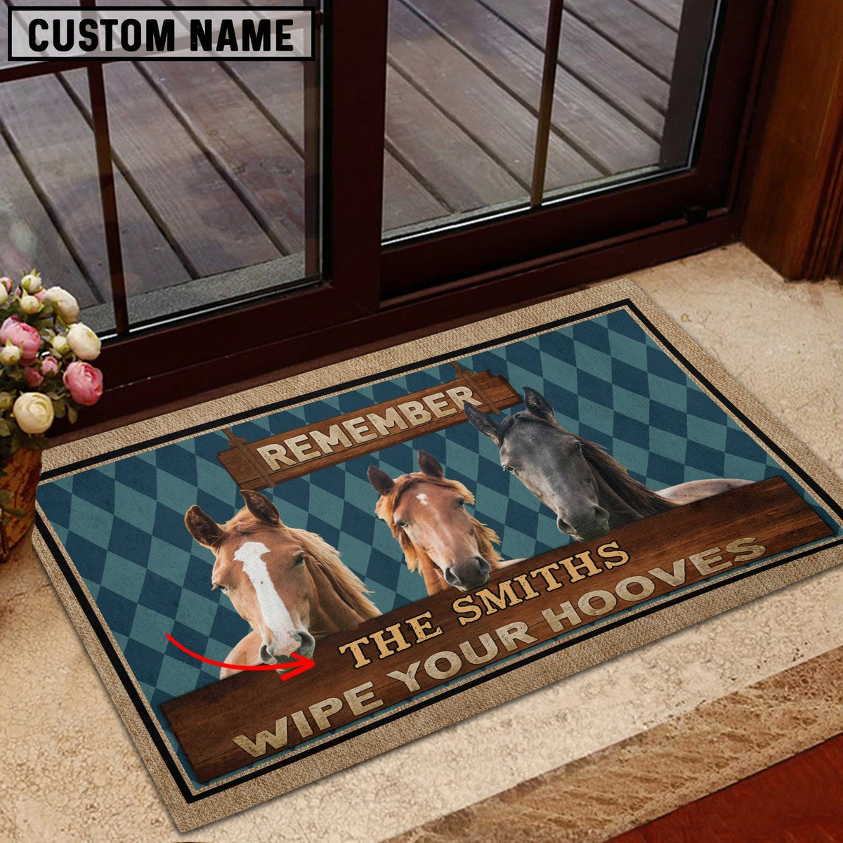 Horse Wipe Your Hooves Custom Name Doormat