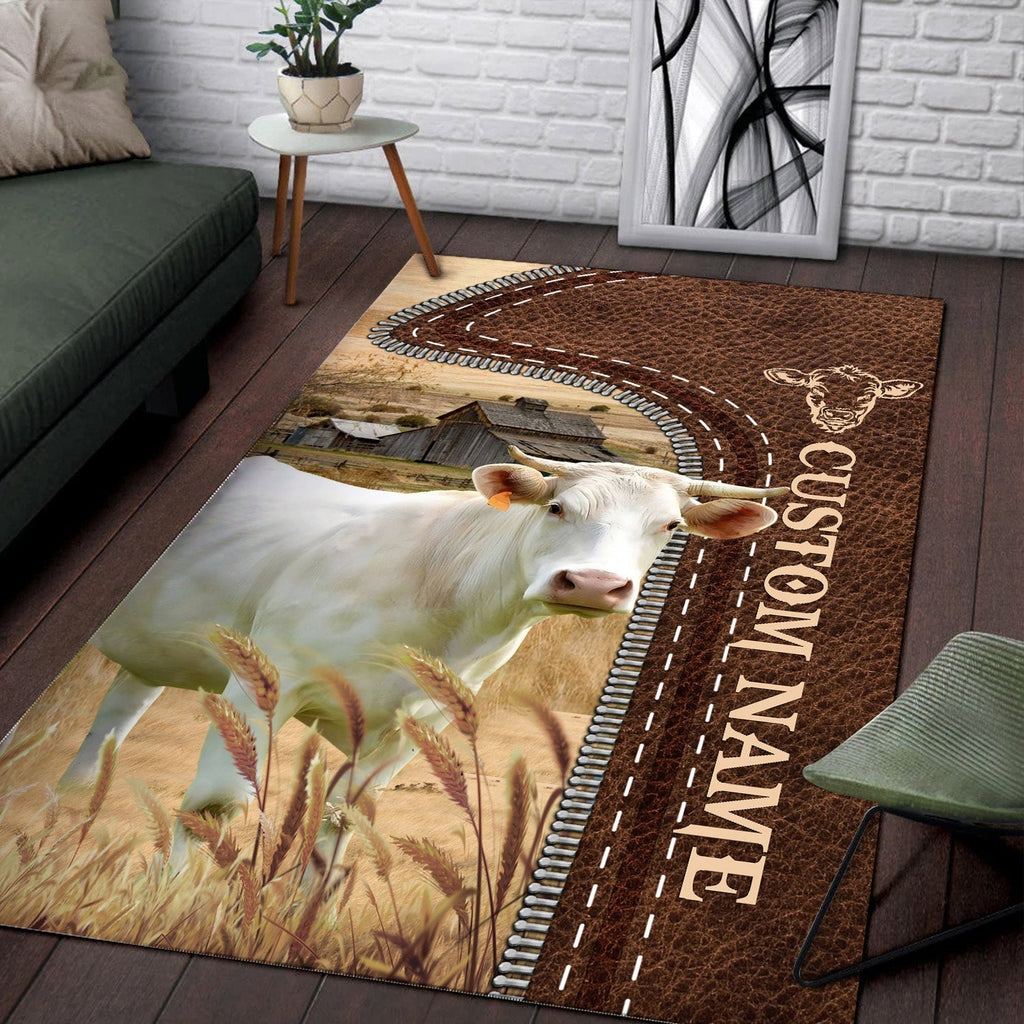 Charolais Farming Personalized Name 3D Rug