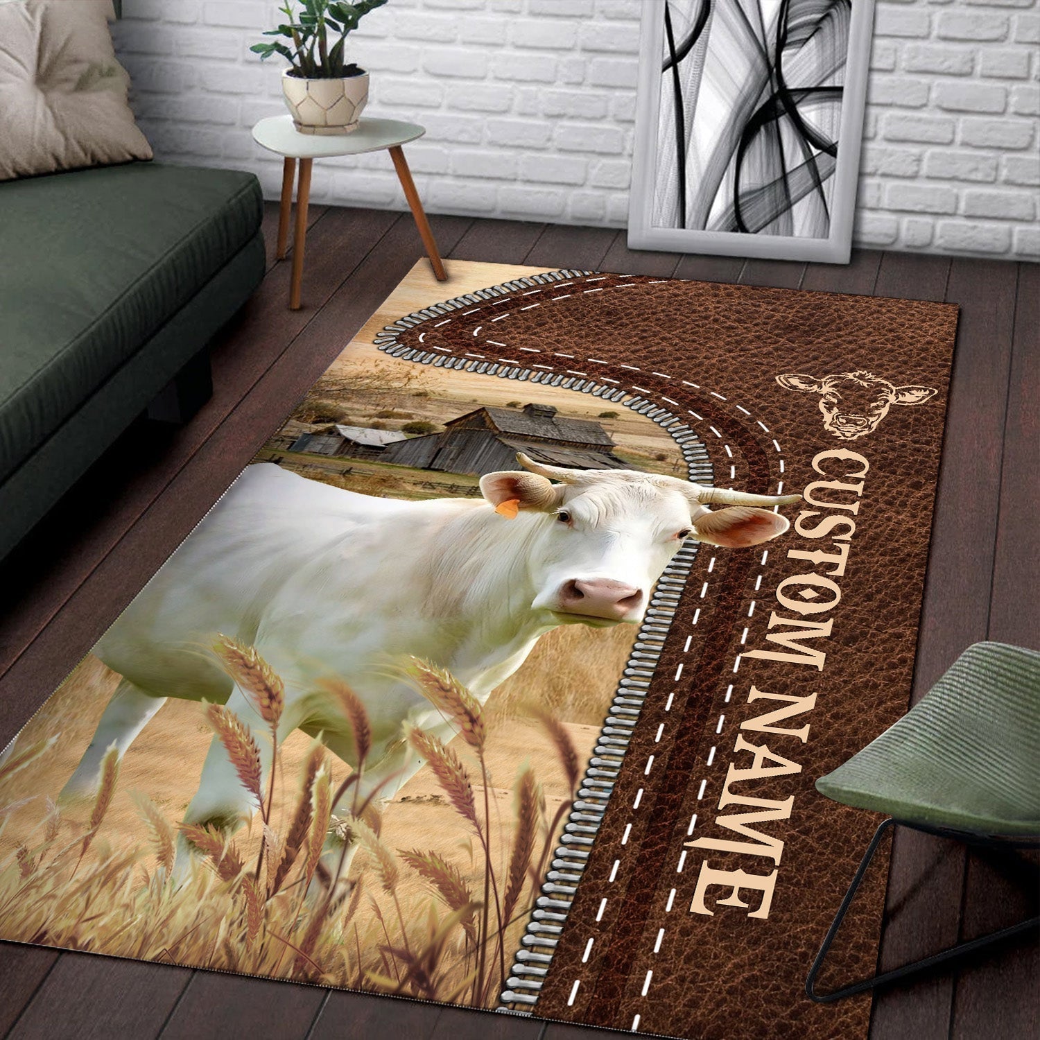 Charolais Farming Personalized Name 3D Rug