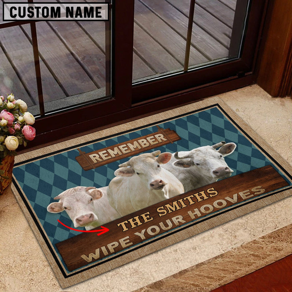 Charolais Wipe Your Hooves Custom Name Doormat