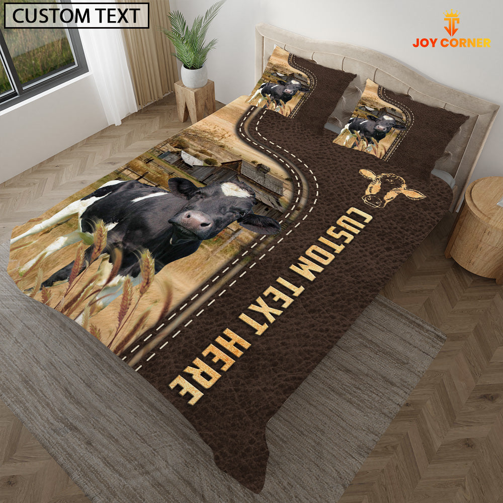 Holstein Custom Text Leather Pattern Bedding Set