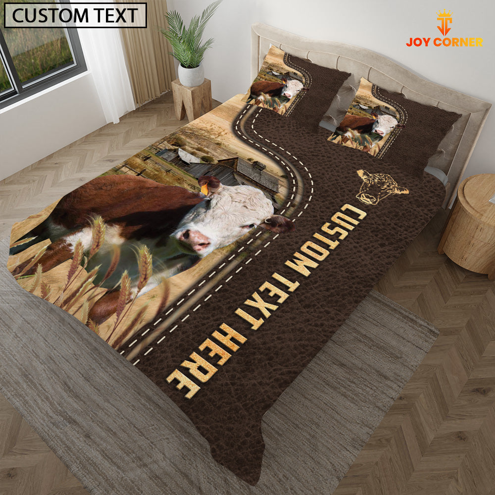 Hereford Custom Text Leather Pattern Bedding Set