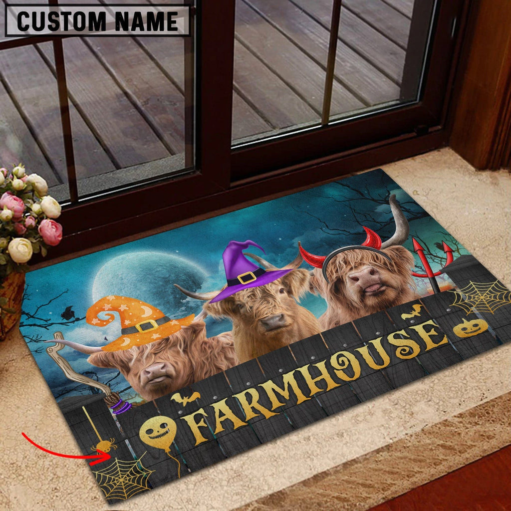 Highland Farmhouse Halloween Custom Name Doormat