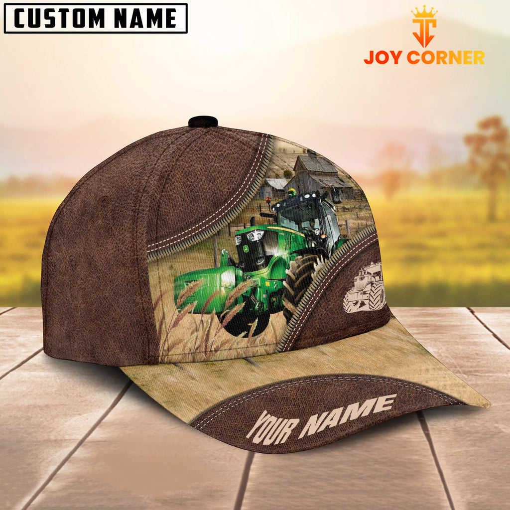 Tractor On The Farm Customized Name 3D Brown Cap