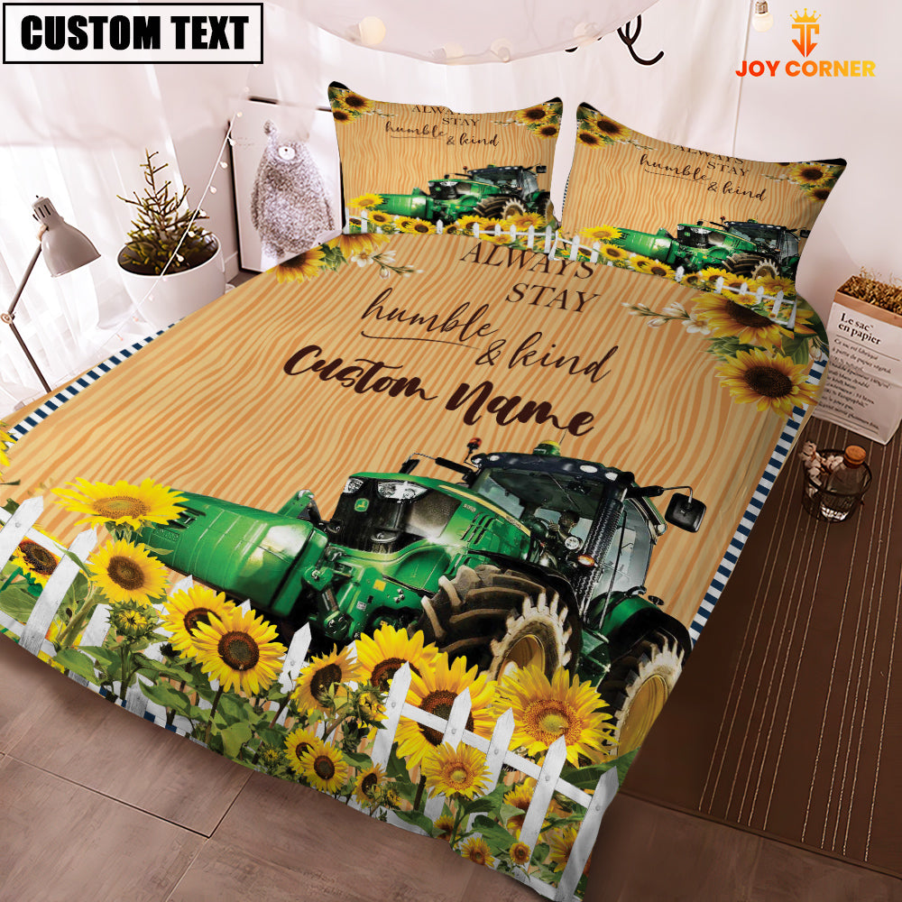 Tractor Stay Humble And Kind Custom Name Bedding Set