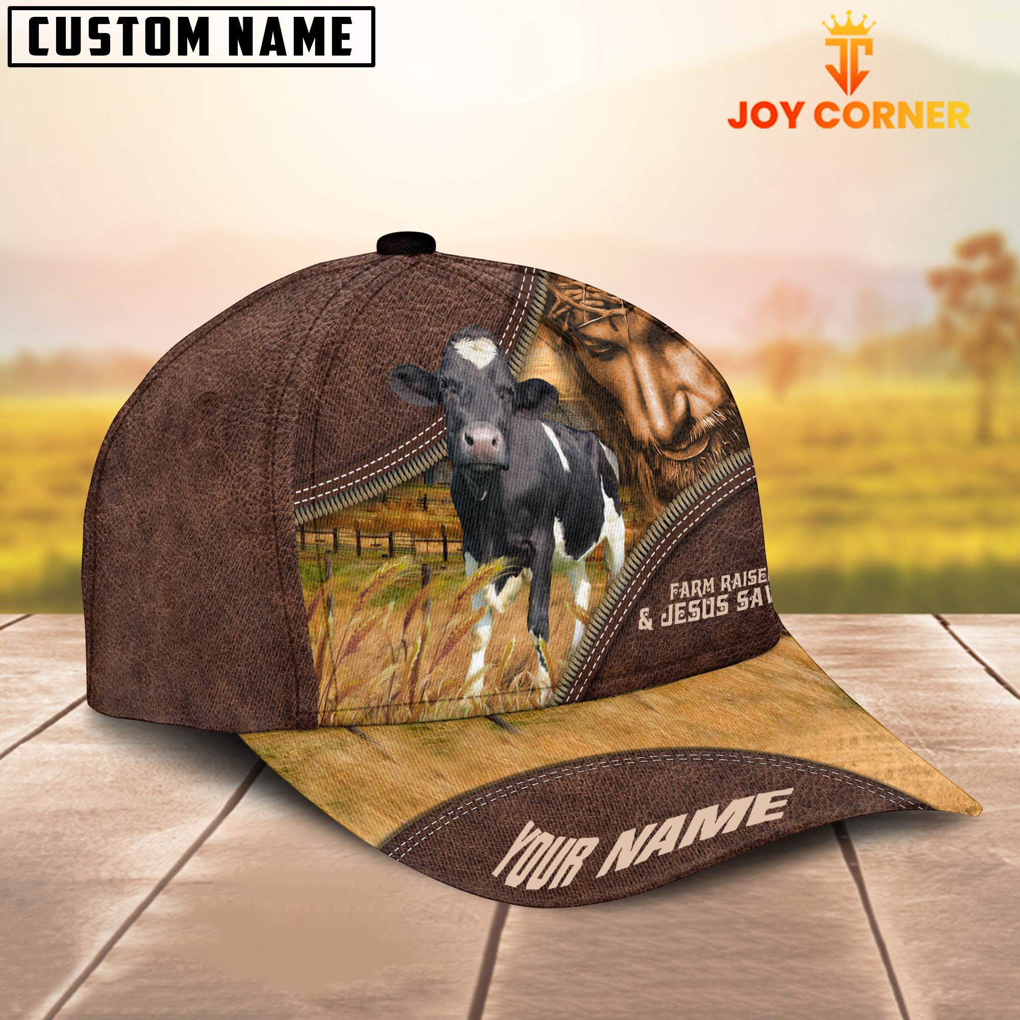 Holstein Farm & Jesus Customized Name Cap