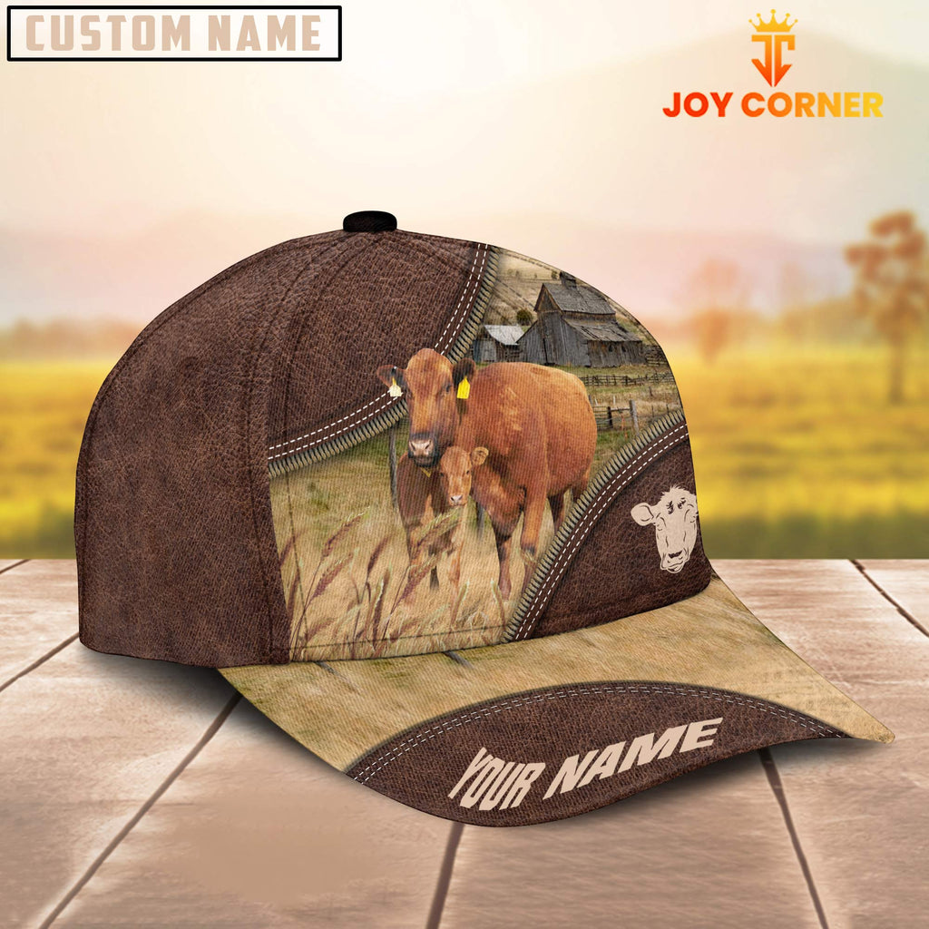 Red Angus On The Farm Customized Name 3D Brown Cap