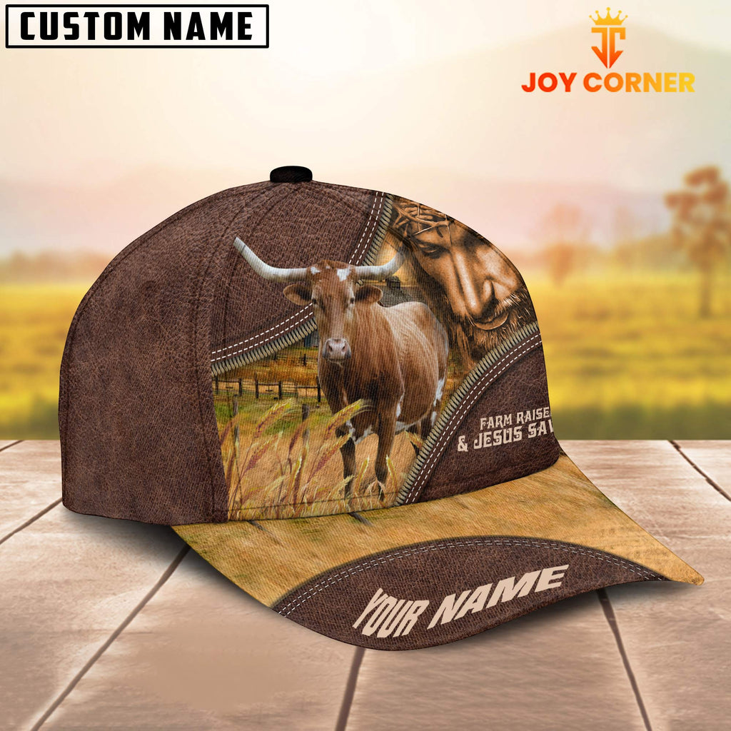 Texas Longhorn Farm & Jesus Customized Name Cap