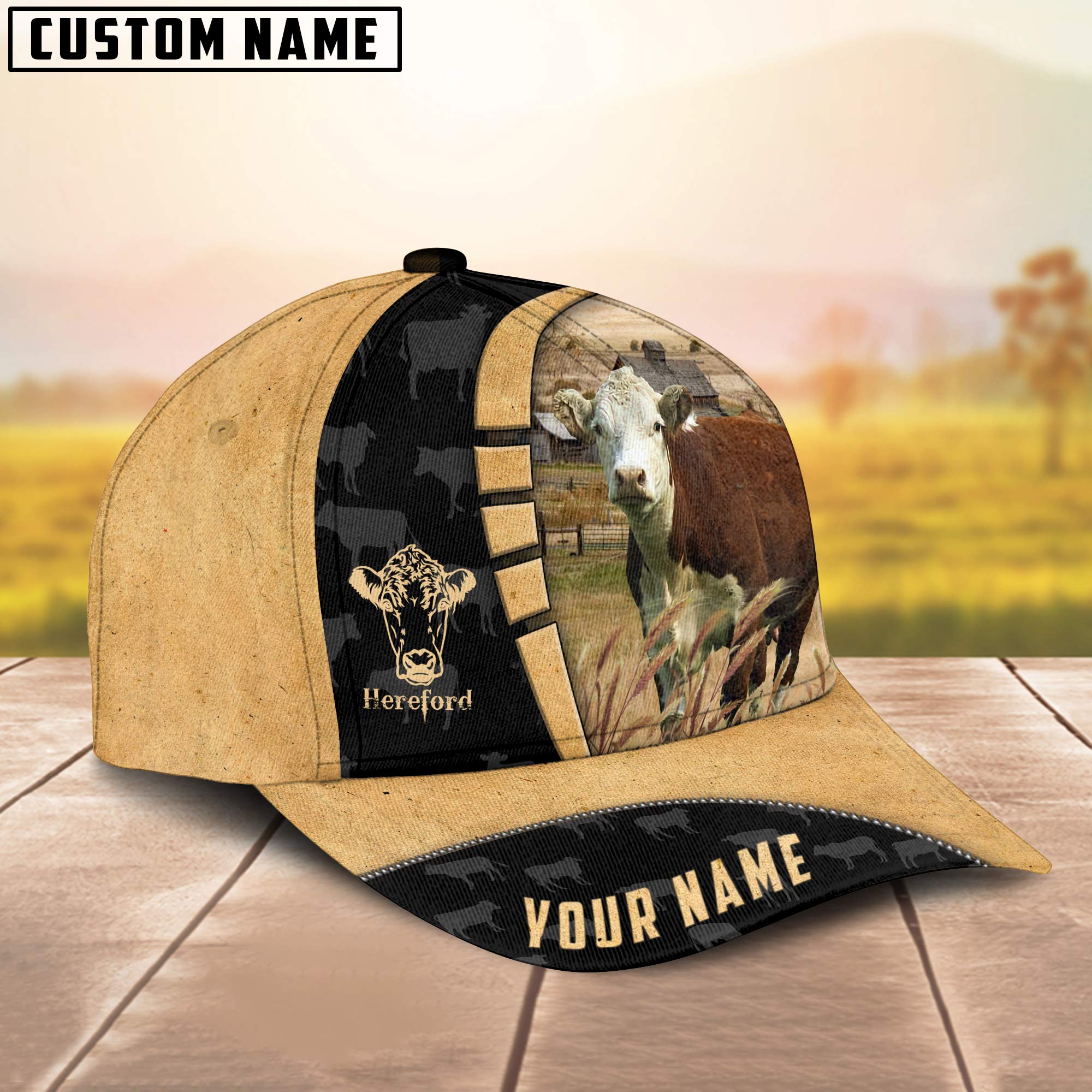 Custom Name Hereford Cattle 3D Cap