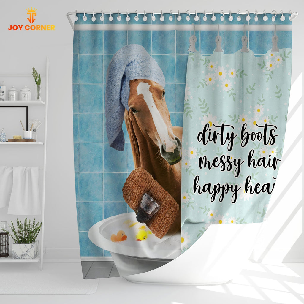 Horse Dirty Boots, Messy Hair, Happy Heart  3D Shower Curtain