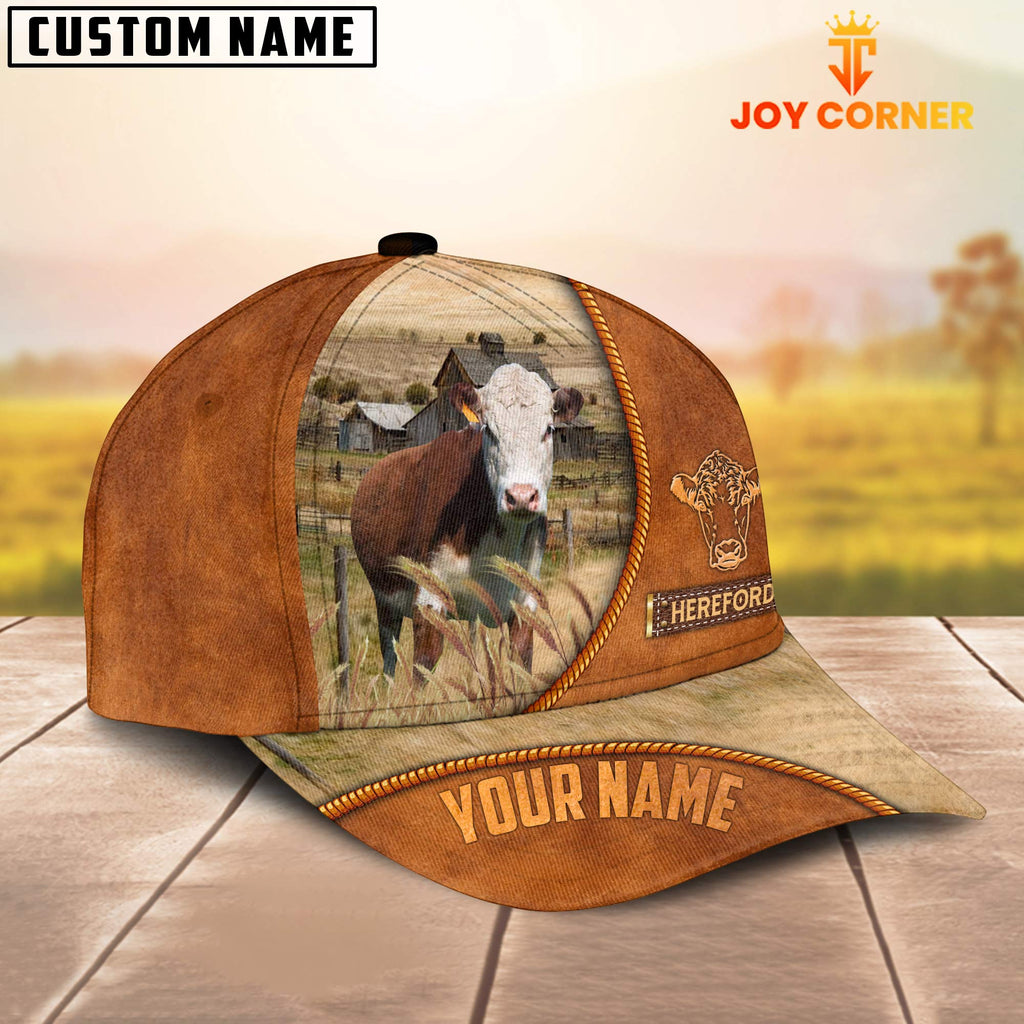 Custom Name Hereford Leather Pattern Cap TT6