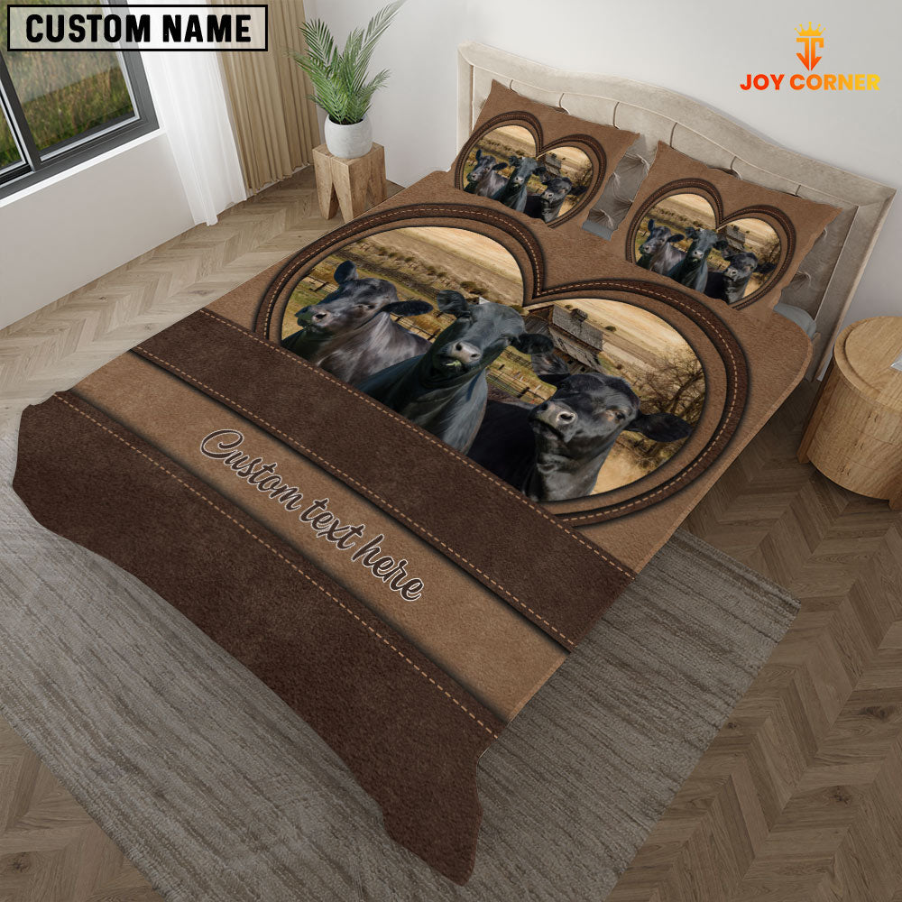 Black Angus In Heart Custom Name Bedding Set