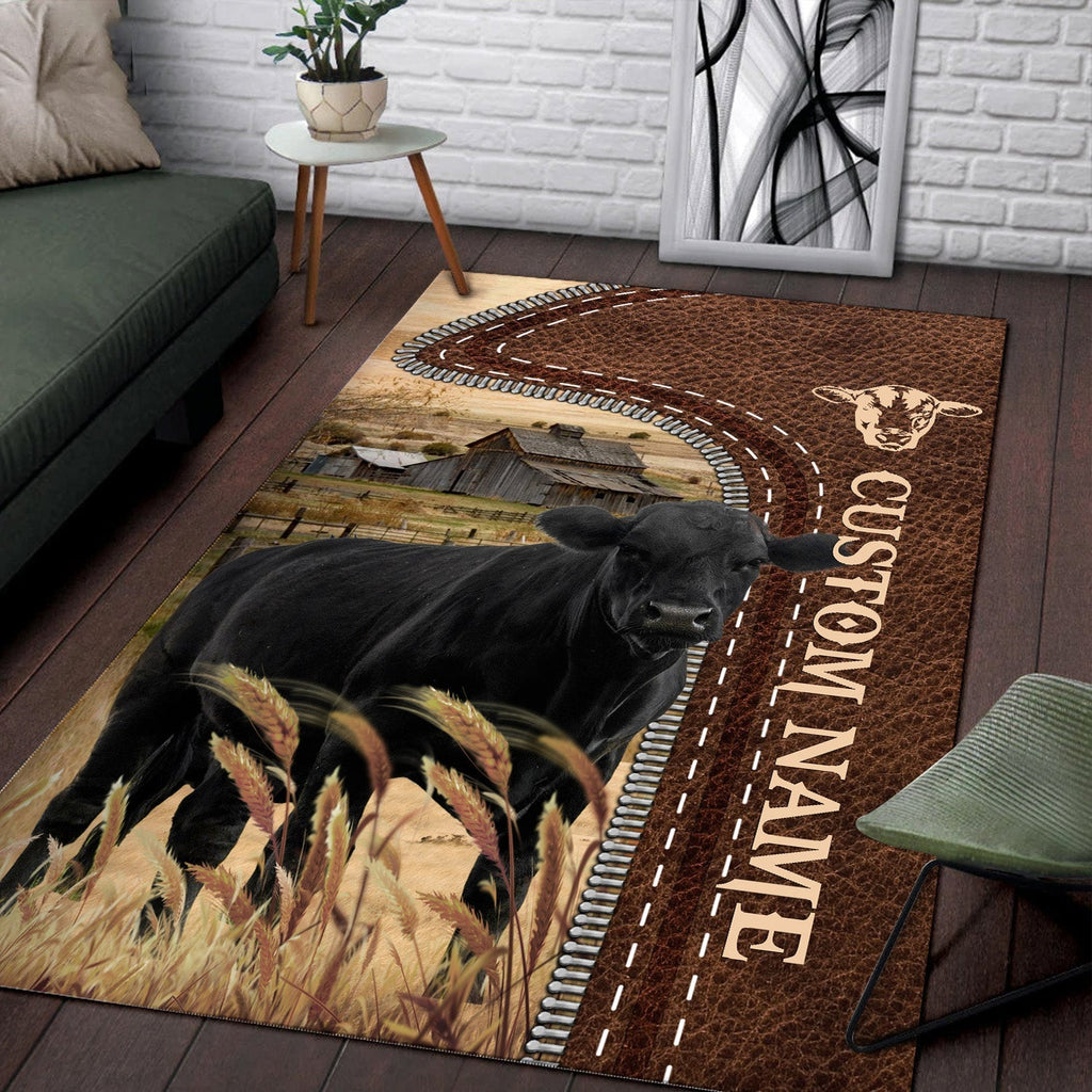 Black Angus Farming Personalized Name 3D Rug
