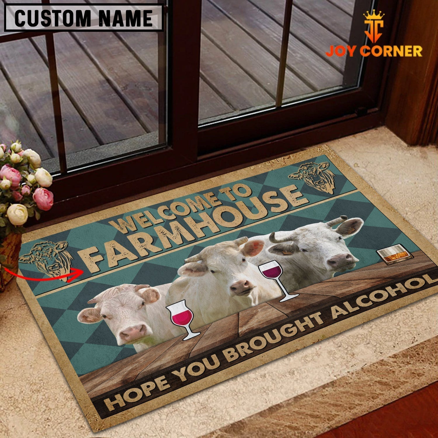 Charolais Hope You Bought Alcohol Custom Name Doormat
