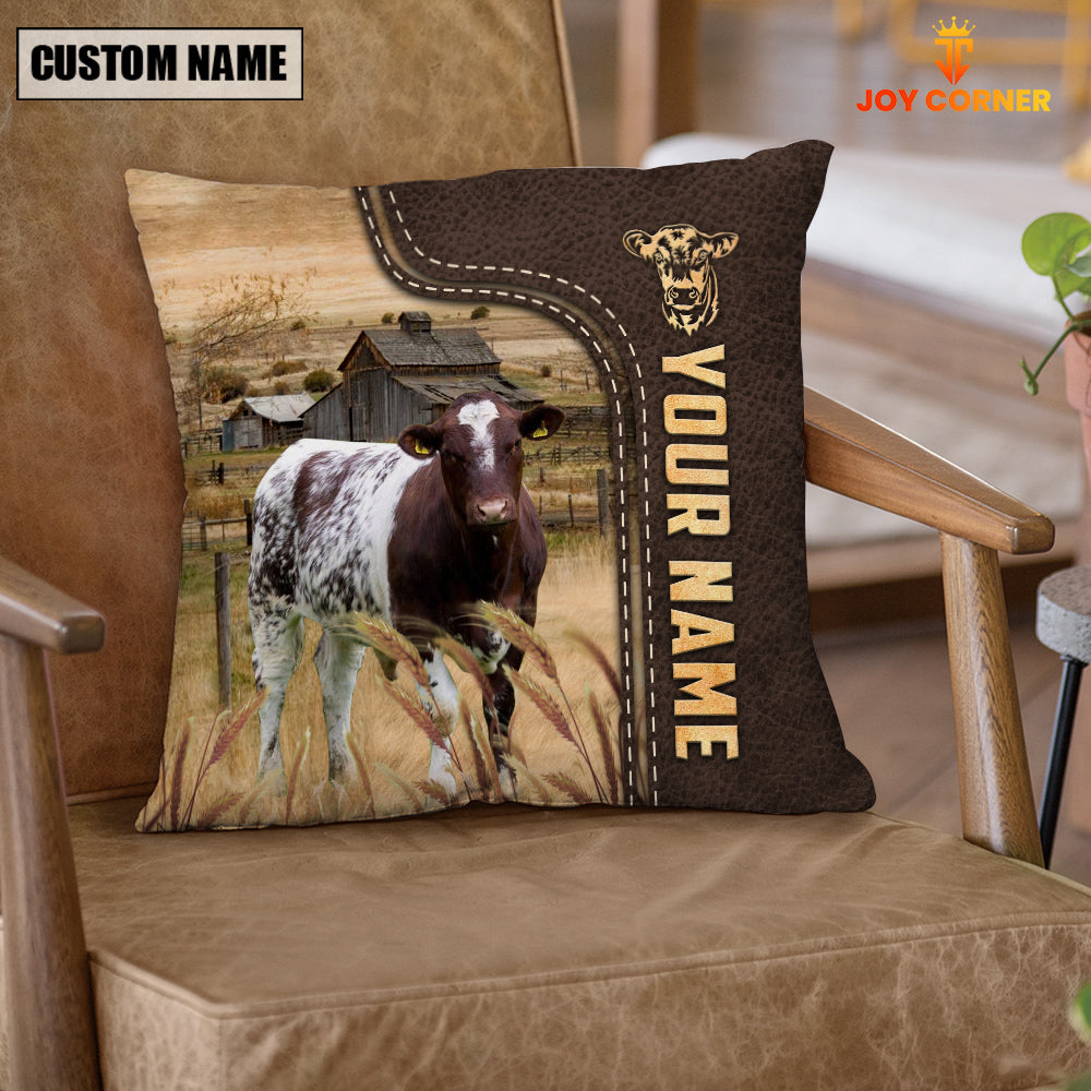 Shorthorn Custom Name Leather Pattern Pillow Case