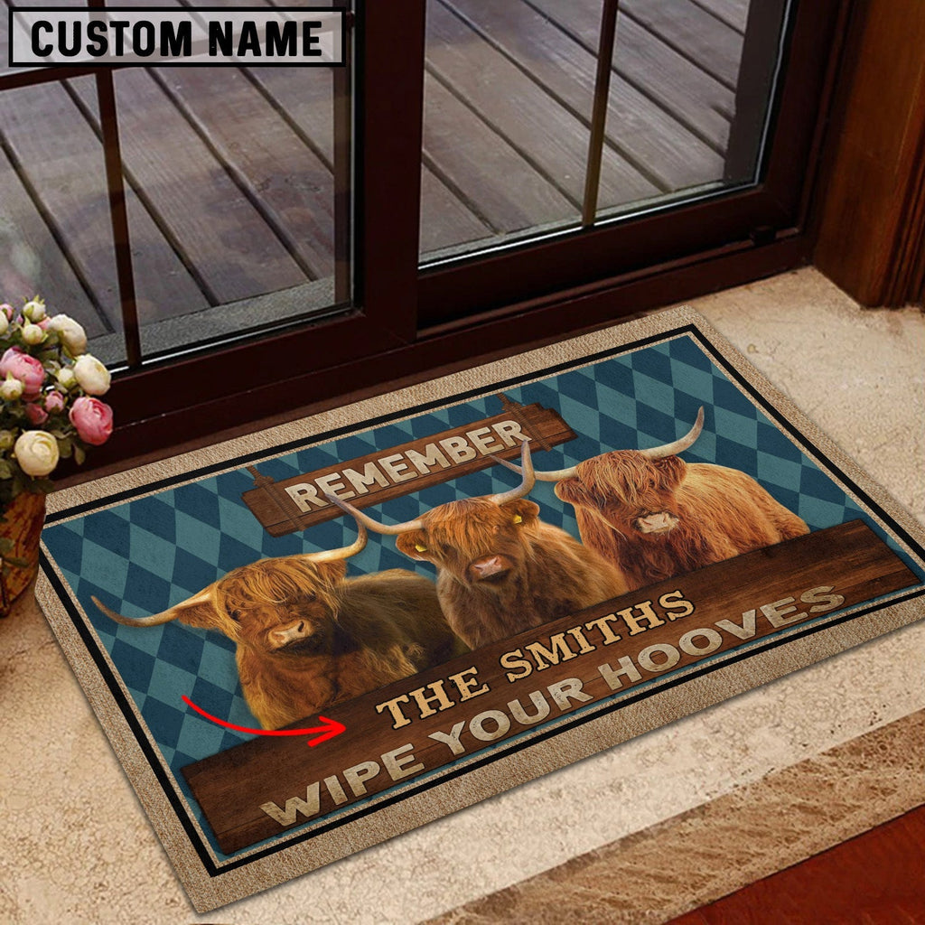 Highland Wipe Your Hooves Custom Name Doormat