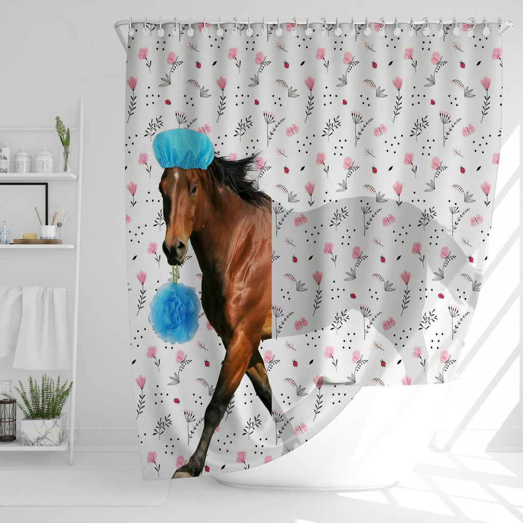 Horse Flower 3D Shower Curtain