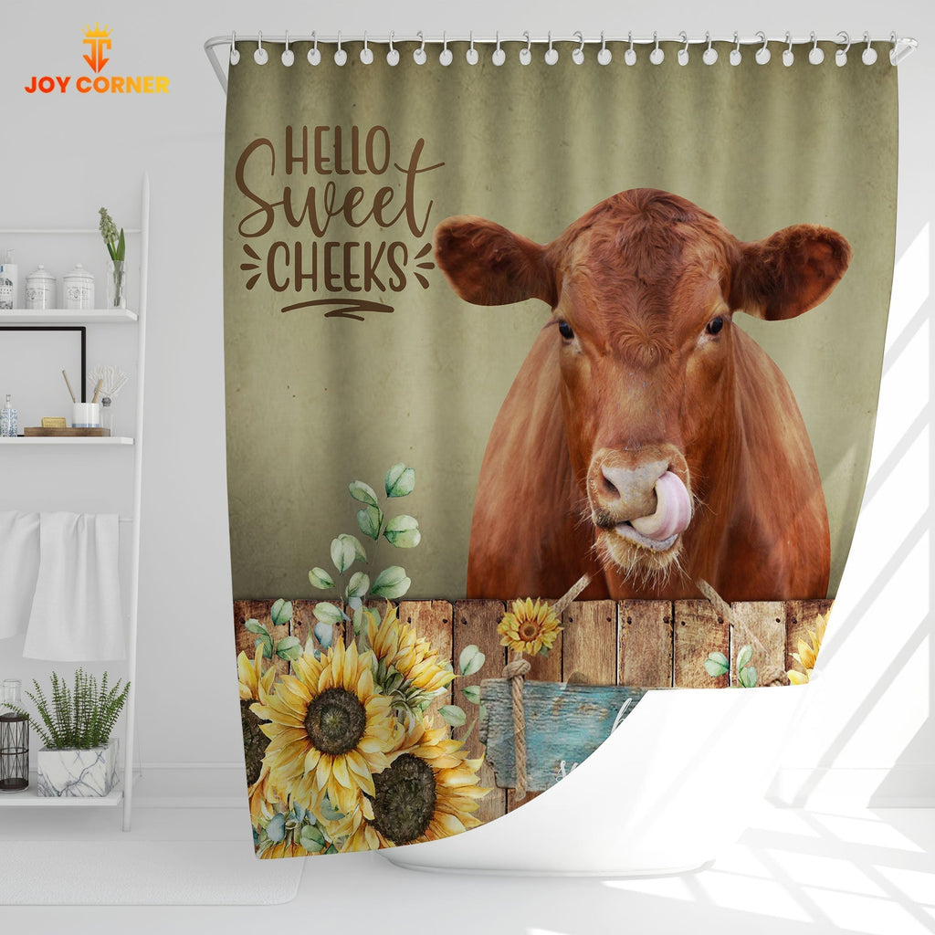 Red Angus Hello Sweet Cheeks 3D Shower Curtain