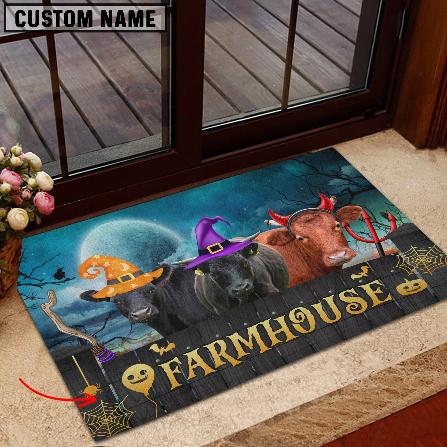 Dexter Farmhouse Halloween Custom Name Doormat