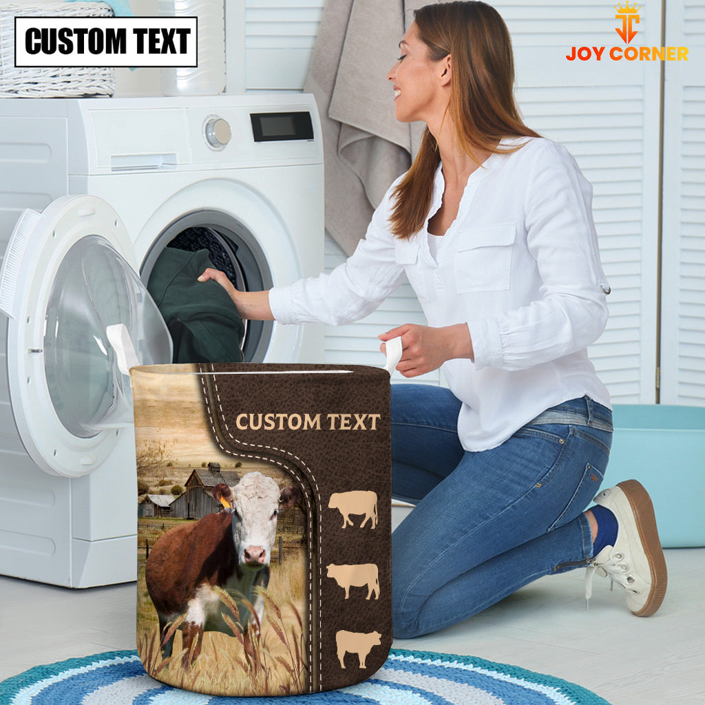 Hereford Custom Name Leather Pattern Laundry Basket