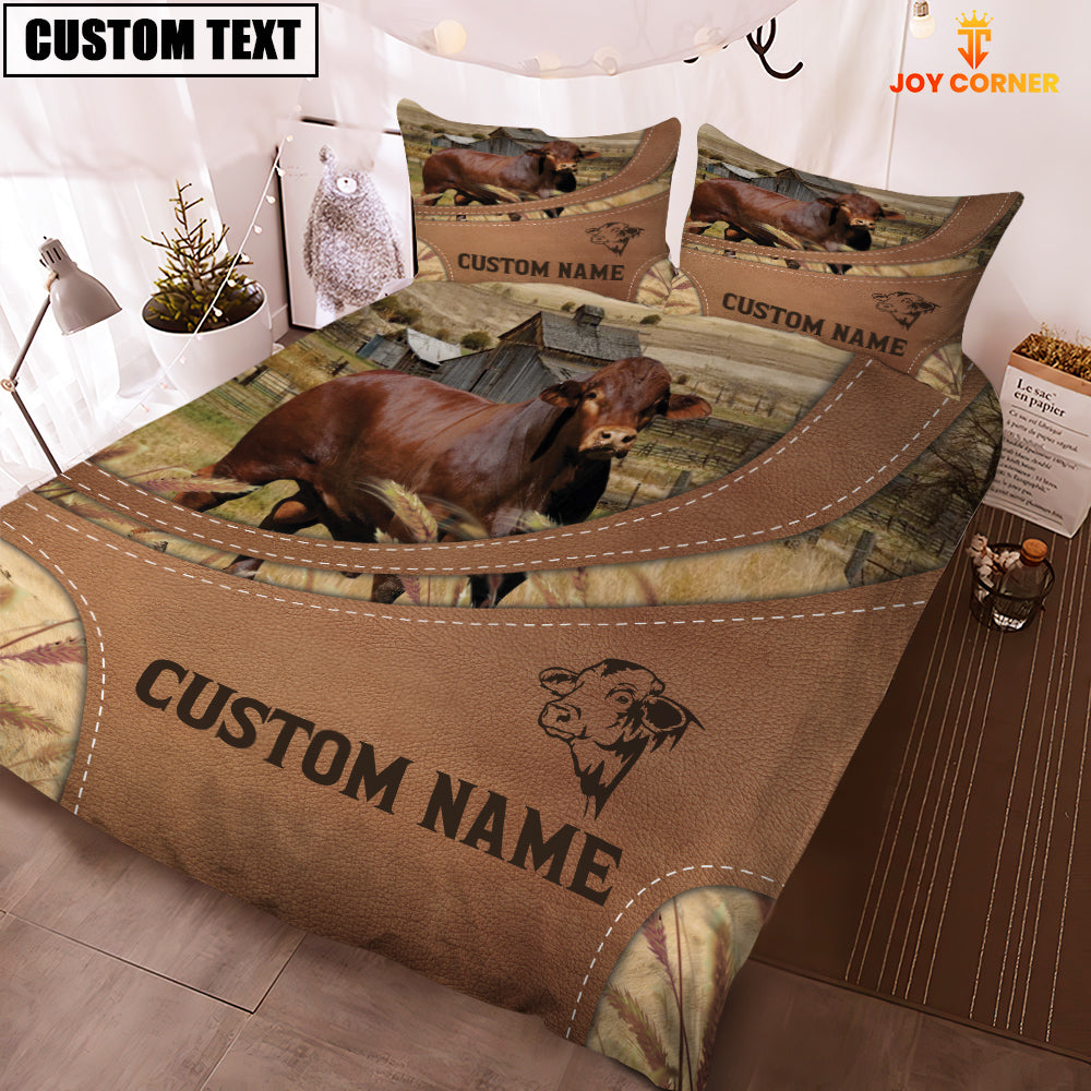 Custom Name Beefmaster On Farm Bedding Set
