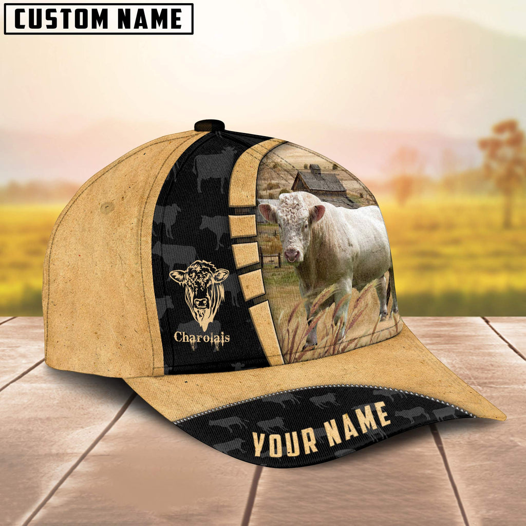 Custom Name Charolais Cattle 3D Cap