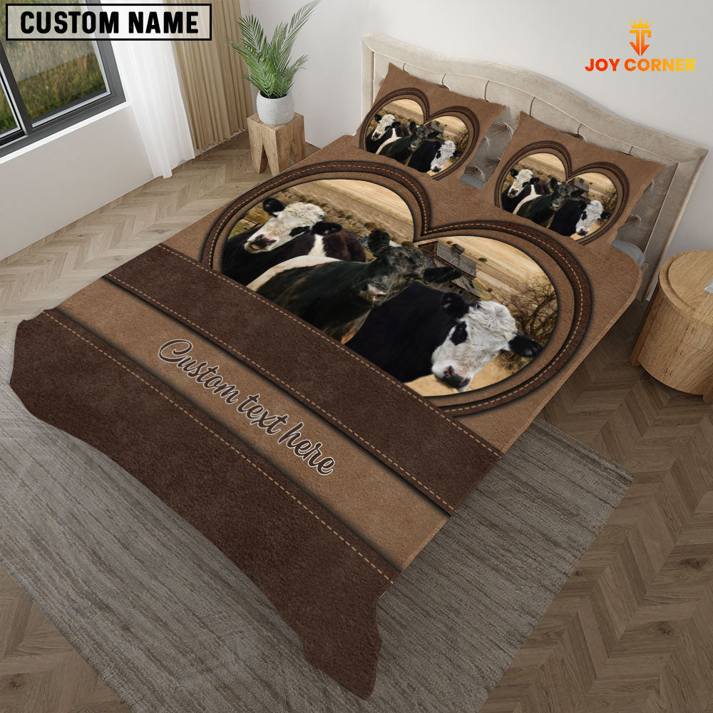 Belted Galloway In Heart Custom Name Bedding Set