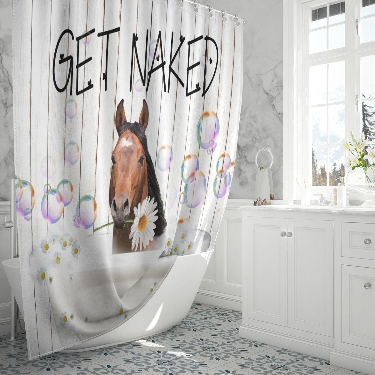 American Quarter Horse Get Naked Daisy Shower Curtain