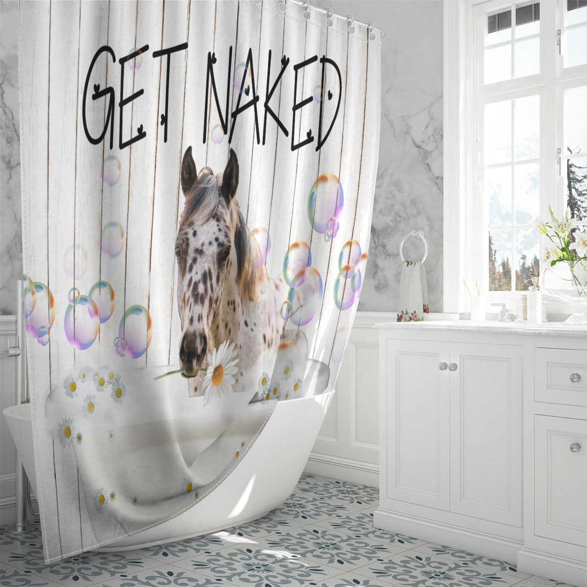 Appaloosa Get Naked Daisy Shower Curtain