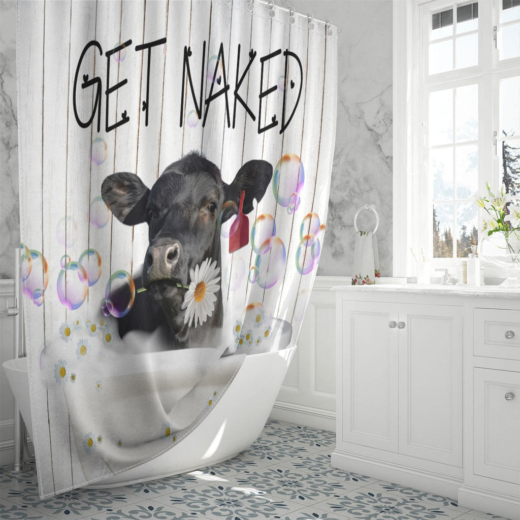 Black Angus Get Naked Daisy Shower Curtain