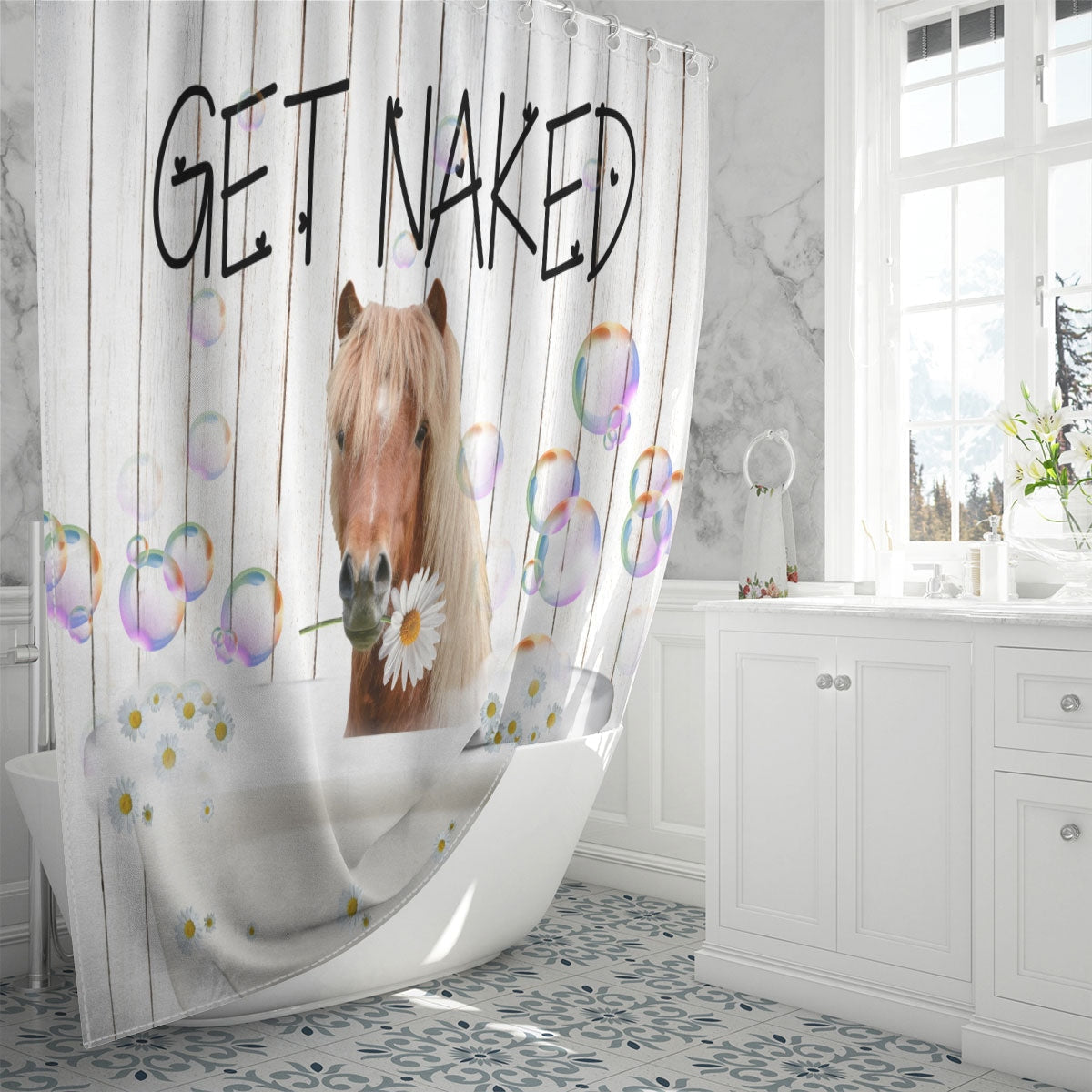 Gaited Breeds Get Naked Daisy Shower Curtain