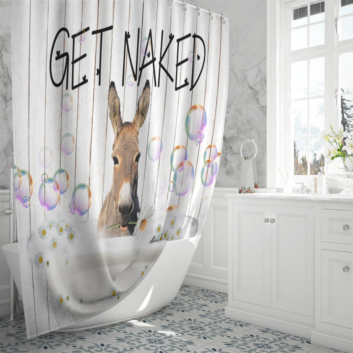 Mule Get Naked Daisy Shower Curtain