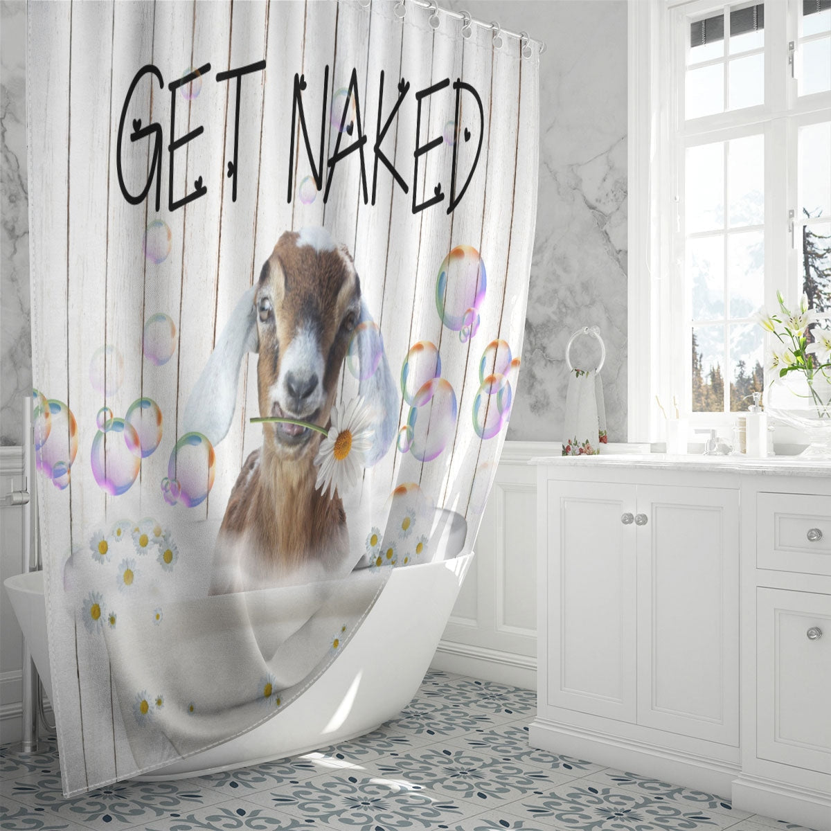 Nubian Get Naked Daisy Shower Curtain