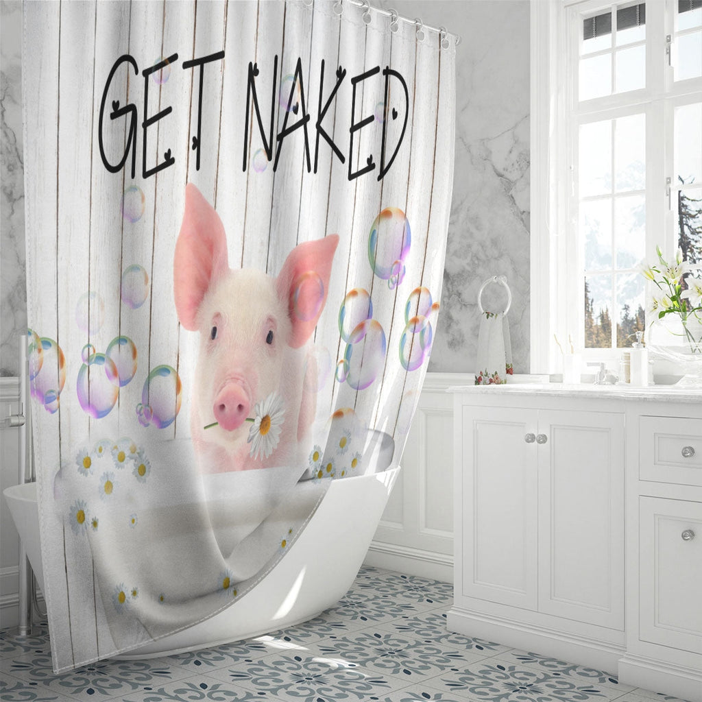 Pig Get Naked Daisy Shower Curtain