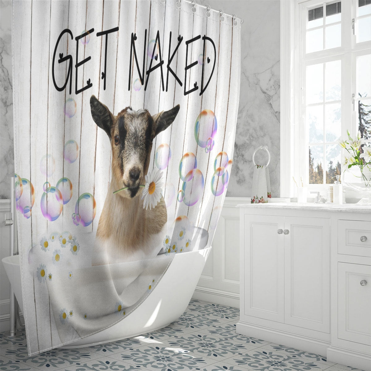 Pygmy Get Naked Daisy Shower Curtain