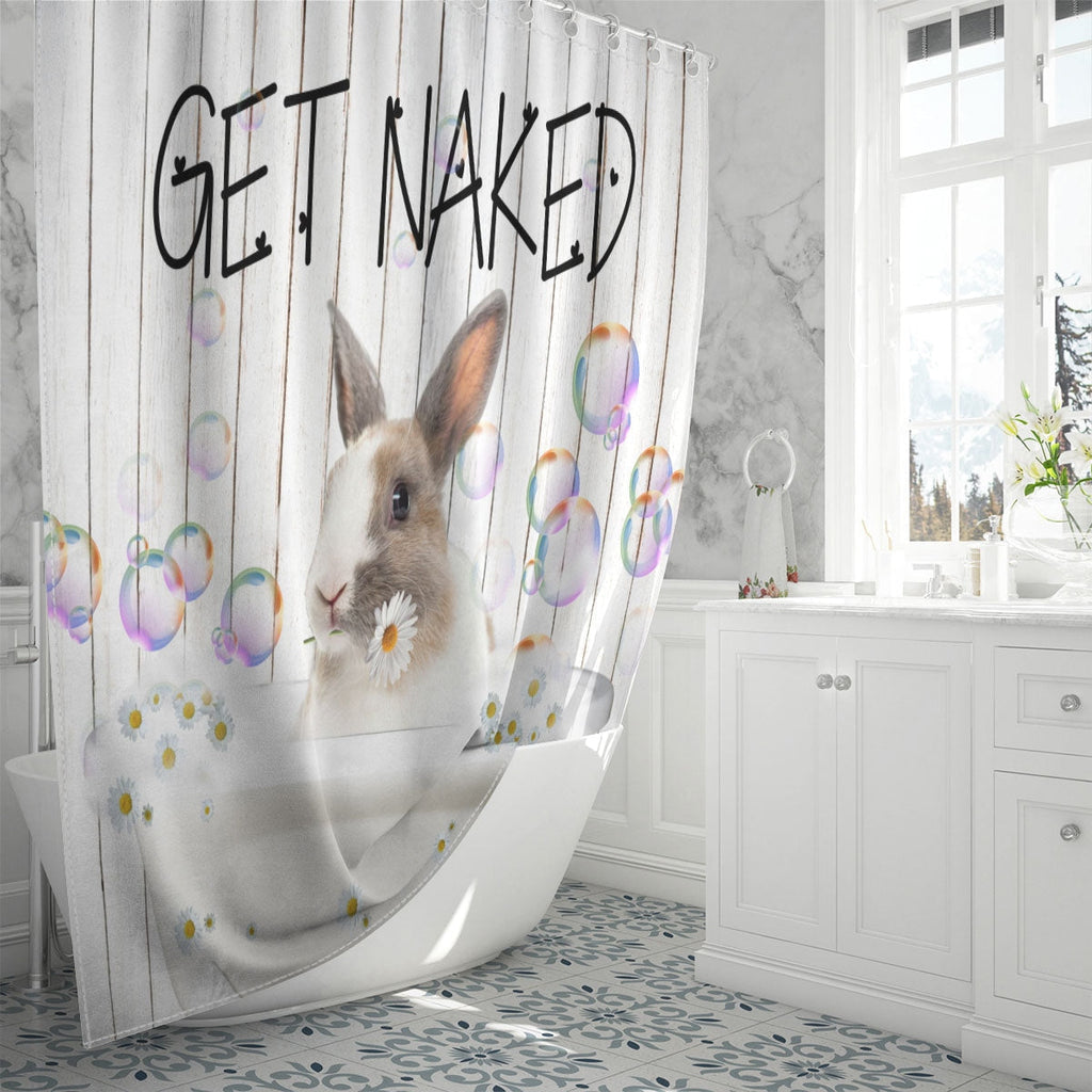 Rabbit Get Naked Daisy Shower Curtain